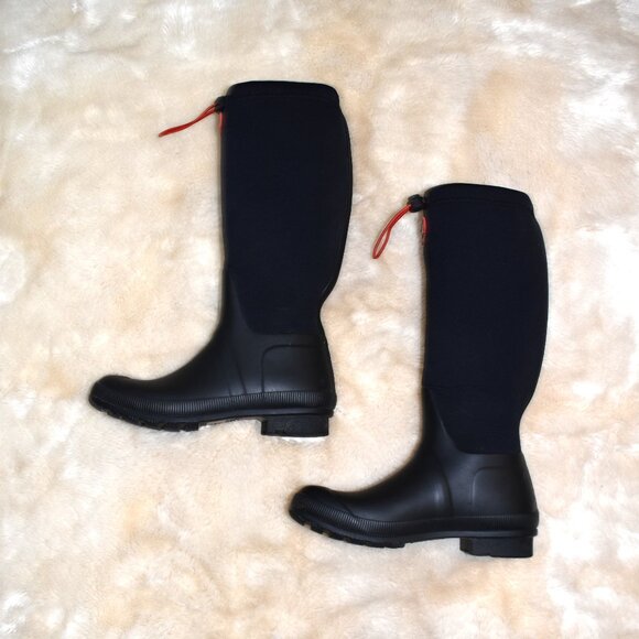 Hunter Navy Blue Neoprene Tour Rain Boots Women’s Size 7 Waterproof Winter - Picture 2 of 9